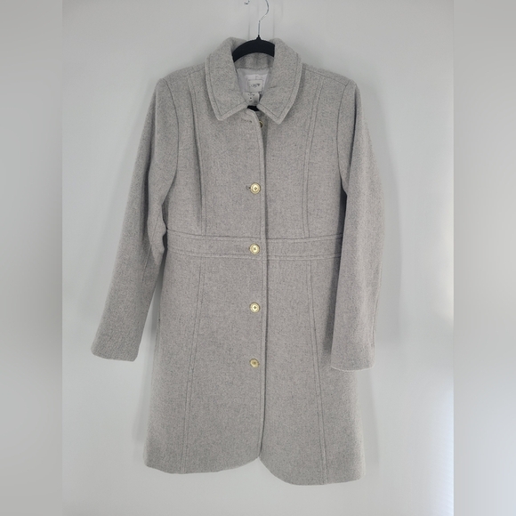 J CREW GRAY WOOL TRENCH COAT New Size 10 - Picture 1 of 7